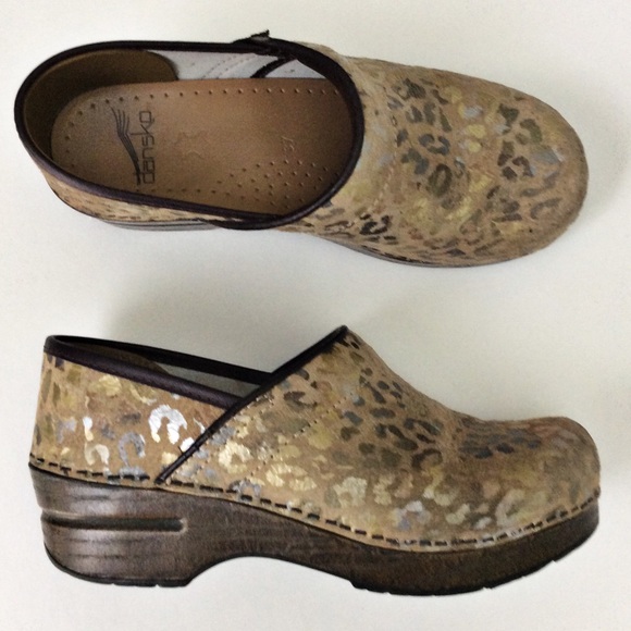 gold dansko clogs